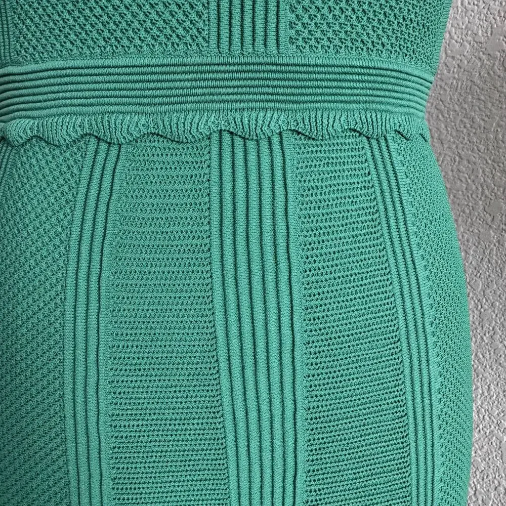 The Kooples | NWT Kelly Green Knit Pointelle Fit & Flare Dress Size 0/XS - Picture 7 of 12